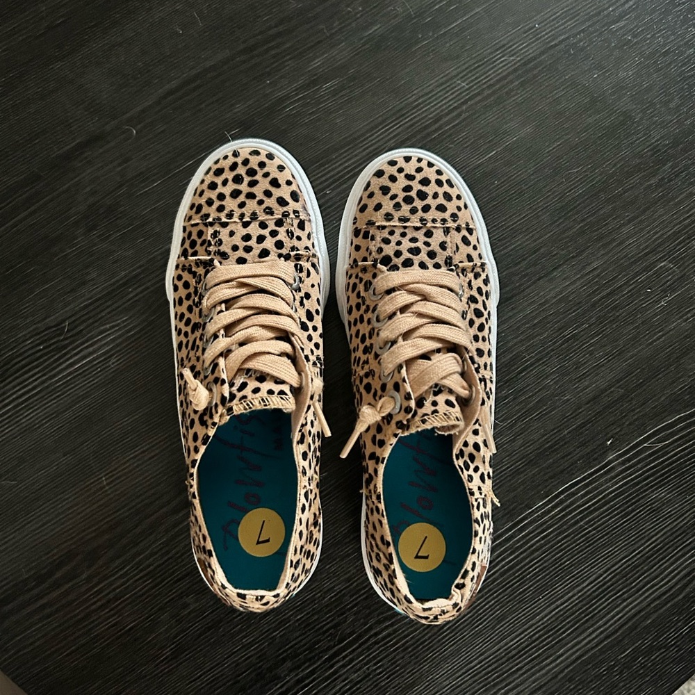 Blowfish Tan and Black Leopard Sneakers